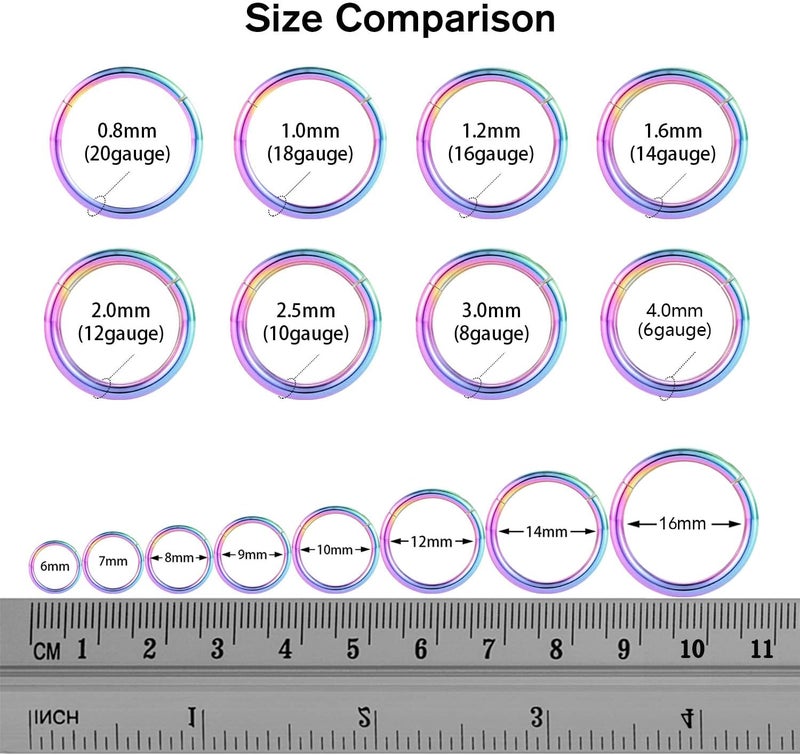 FUNLMO Store 316L Surgical Steel Hinged Segment Nose Ring Hoop for Nose Septum Cartilage Helix Tragus Conch Rook Daith Lobe Lip Piercings 1 Pc - Image 3